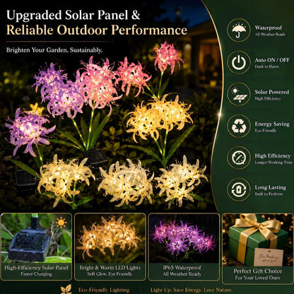 TONULAX Solar Garden Stake Lights - 2 Pack Outdoor Artificial Spider Lily Decorative Lights, Waterproof LED Landscape Lighting for Pathway, Patio, Yard,and Mother's Day Decor