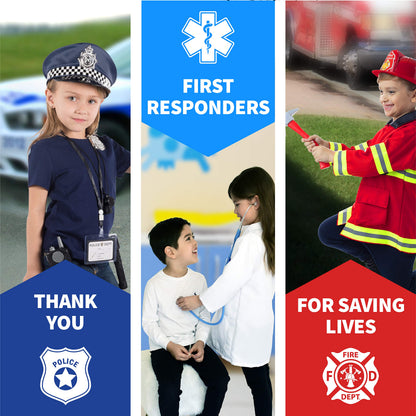 Born Toys 3-in-1 Toddler Dress Up Clothes for Boys & Girls Ages 3-7, Police, Firefighter and Doctor Pretend Play Set with Toy Accessories, Washable Costumes for Kids Career Day Outfit, Gift Ready Set