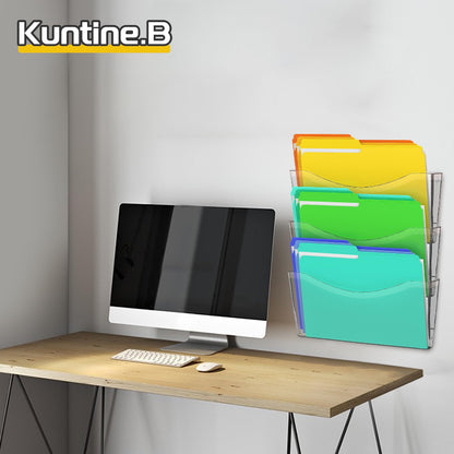 Kuntine.B 3 Pack Clear Single Pocket File Holder Hanging Wall Organizer, Wall Mount Mails Magazines Organizer for Office and Home