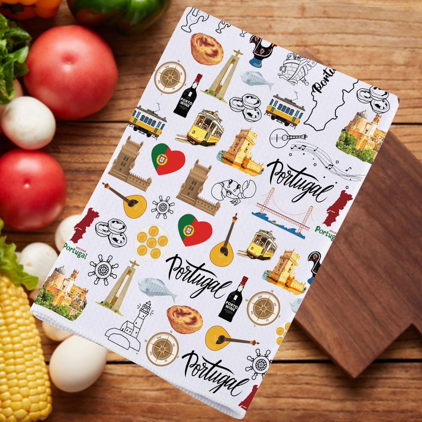 JNIAP Portugal Kitchen Towel Portugal Gifts Portuguese Kitchen Towels Portugal Housewarming Gift Portugal Dish Towels(Portuga KT)