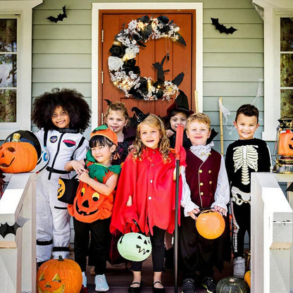 Halloween Wreaths for Front Door, Flower Moon Cat Halloween Home Decoration, Fall Winter Family Gathering Decoration Wreath Outdoor Wall Closet Fence Spooky Wreath(Moon Cat White13.7in×9.8in)
