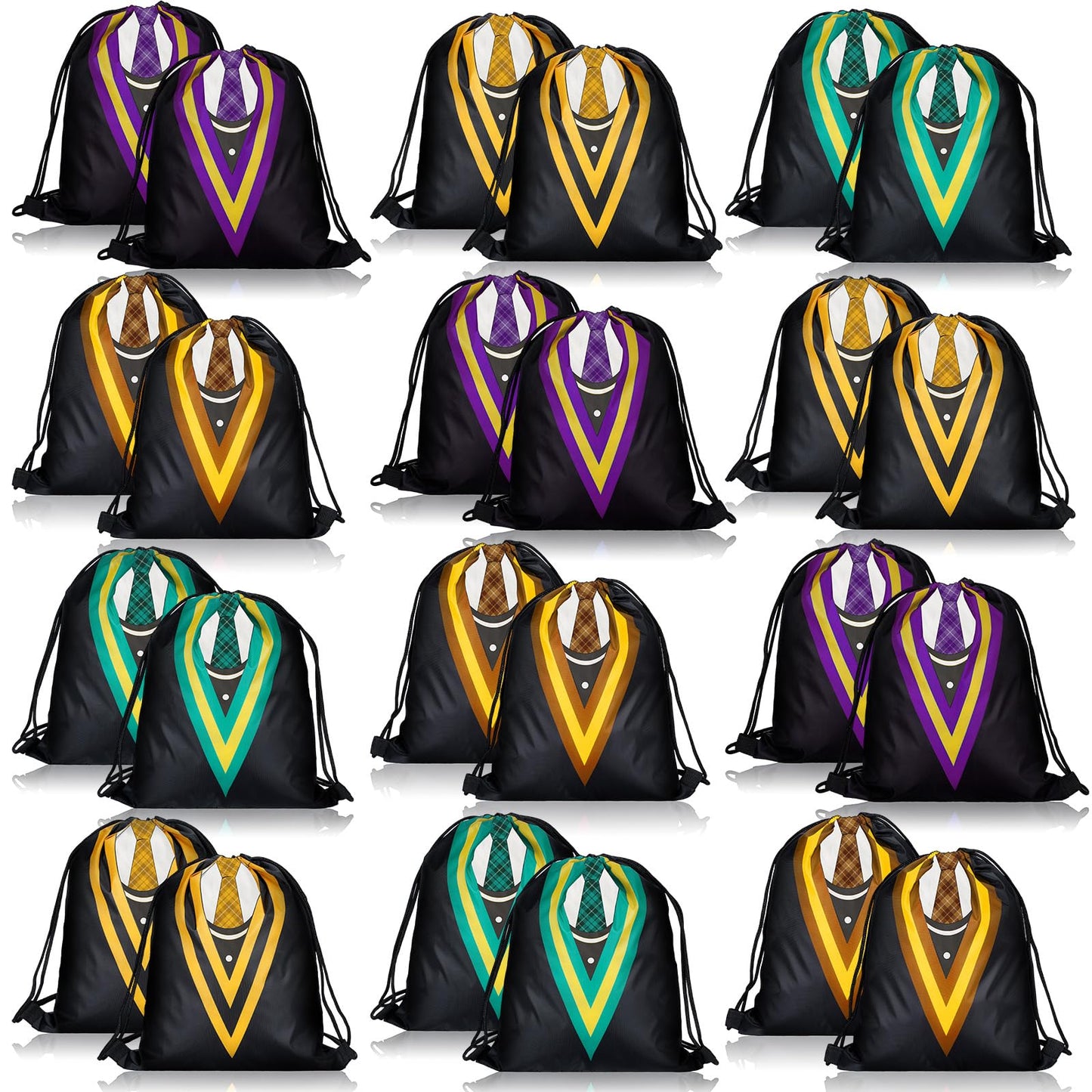 Saintrygo 24 Pieces Magical Wizard School Party Favor Bags Magical Themed Party Goodie Bags Drawstring Backpack Wizard Gift Backpack Dress up Novelty Decorations Supplies for Kids(Novel Style)
