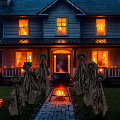 Halloween Witch Outdoor Decorations Set of 3, 3FT 4FT 5FT Yard Lawn Garden Props with Stakes, Witch Halloween Decor for Outside, Garden, Lawn, Entryways
