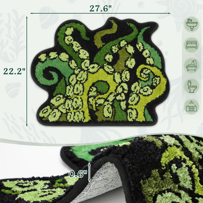 Percozzi Octopus Rugs Halloween Bathroom Rug Tentacles Bath Mat Non Slip Bathroom Mat Ocean Animal Cthulhu Tufted Rug for DND RPG Gamers Fans Nautical Enthusiasts 27.6"x22.2"