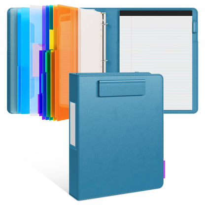 JoyCat 3 Ring Binder Clipboard with Storage,12.4"x10.2"Magnetic Clipboard Folder with 5 Expandable Folders,Refillable Lined Notepad (11" x 8.5"),Ideal for School Office Nursing(Dark Blue)