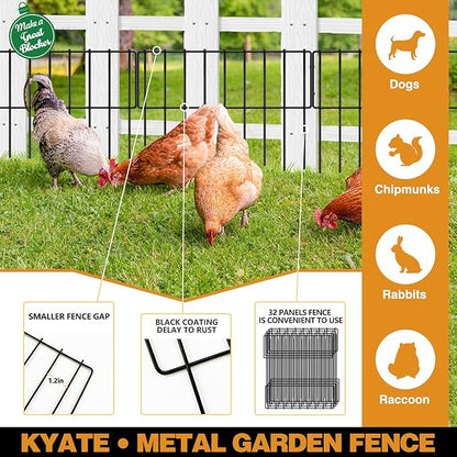 15 Panels Animal Barrier Fence, 15ft(L) X 13inch(H) No Dig Fences Rabbits Barriers, Rustproof Metal Bottom Border Dog Blockers, Ground Stakes Defense for Garden Outdoor Landscape Patio