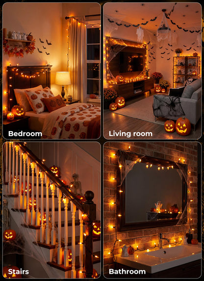 Minetom 100-count 25Ft.Yellow & Orange Candy Corn Incandescent Mini Halloween String Lights for Outdoor & Indoor Halloween Decoration, Waterproof & Connectable