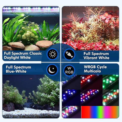 hygger Auto On Off Aquarium LED Light, 4 Mode Lighting Full Spectrum Fish Tank Light 24/7 Timer Colorful Fish/Sun/Nightlight/WRGB Cycle for Freshwater