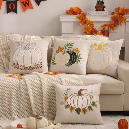 LUOYEHK Halloween Pillow Covers 18x18 Set of 2 Fall Pumpkin Decorative Throw Pillow Covers Thanksgiving Farmhouse Corduroy Cushion Covers for Couch Sofa Bed