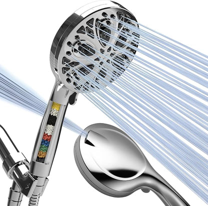 SparkPod Filtered 10-Mode Handheld Shower Head, 5" Polished Chrome Finish | Filters Chlorine & Heavy Metals, Power Jet Spray, ABS Body Won't Rust, 6 ft. Stainless Hose