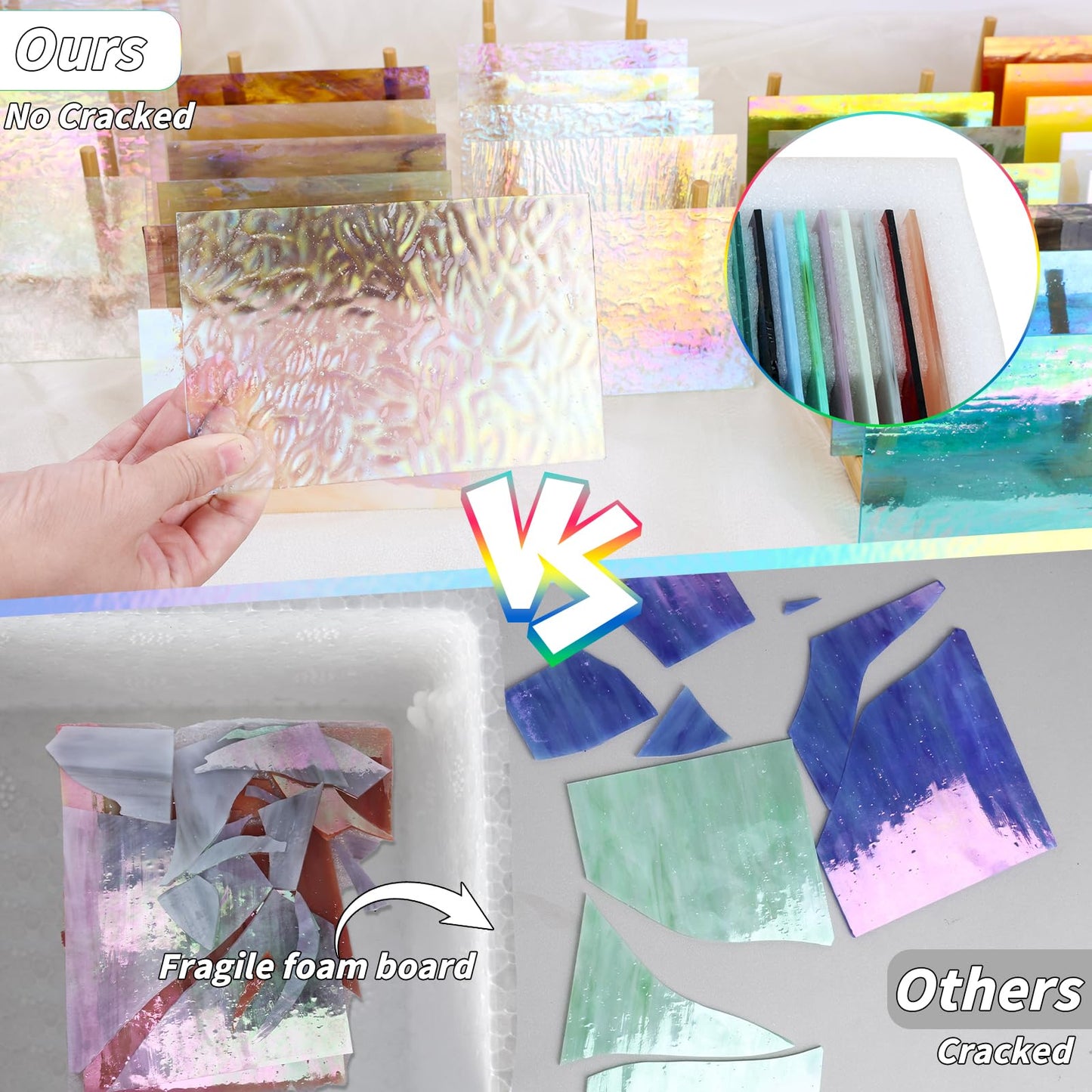 36 Sheets Iridescent Stained Glass Sheet Variety Pack, 4 X 6 inch Cathedral Art Glasses for Home Decor, Stained Glass Supplies for Glass Projects and Mosaic Crafts
