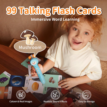 alilo Talking Pen Books Sets for Toddlers 3-6, Kids Learning Electronic Toys, with 3 Interactive Audio Sound Books, 100 Talking Flash Cards, Early Educational Gifts for Boys Girls (16GB Storage)