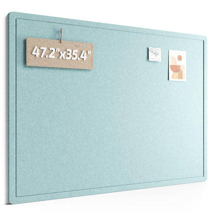 Fluxynara Large Bulletin Board, 47.2" x 35.4" Cork Board Alternative with 24 Safe Removable Adhesive Tabs, Foldable Felt Pin Board for Home Office, Classroom, Bedroom,Entryway for Walls—Aqua Blue