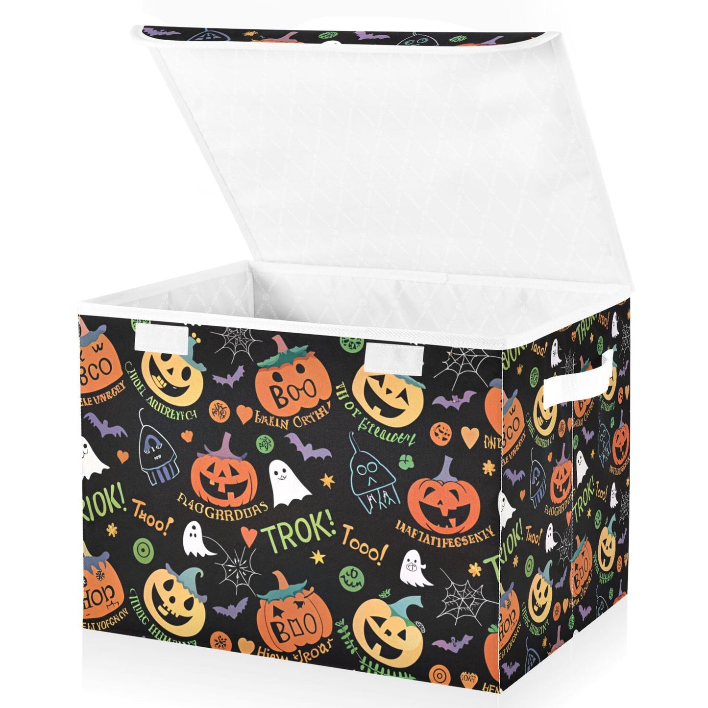 xigua Halloween Ghost Pumpkin Ghosts Storage Bins with Lids and Carrying Handle,Foldable Storage Boxes Organizer Containers Baskets Cube with Cover for Home Bedroom Closet Office
