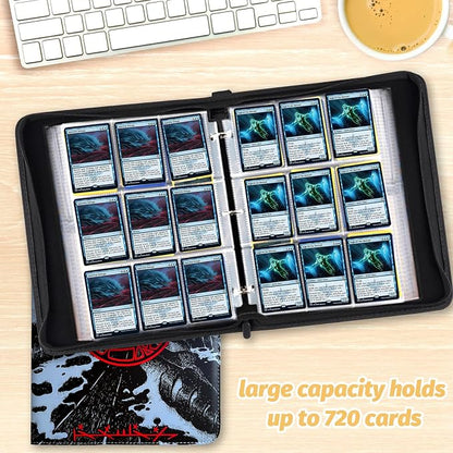 9 Pocket Card Binder, 720 Double Sided Pocket Trading Card Binder, Premium PU Card Collector Album,Card Folder for MTG/YGO/PTCG/Game Cards(Red)