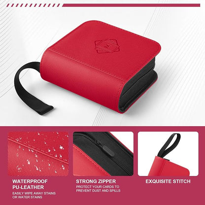 1 Pocket Toploader Binder Holds 40 Cards with 20 Sleeves Collectible Trading Card Album, for 3x4 Toploaders Hard Cases for TCG, MTG, Sports, Baseball, Football, Small Sports Card Book (1Red)