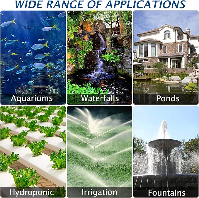 WaterRebirth (9800GPH-620W,UL listed) High Flow Submersible Pond Water Aquarium Pump Multi Scenario Application