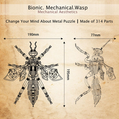 3D Metal Wasp Puzzles for Adults Model Kits Mechanical Puzzle Building Blocks, Difficult DIY Assembly for Men (Steel+Rose Gold)