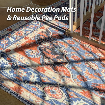 nunubaby Washable Pee Pads for Dogs, Stylish, Non-Slip and Leak-Proof Pee Pads. Reusable Potty Pads for Dogs for Crates and Floors.(Red/Floral,36" x36" )