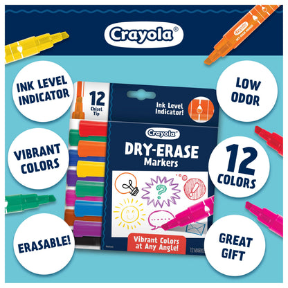 Crayola Take Note Dry Erase Markers for School (12ct) Teacher Classroom Supplies, Chisel Tip Whiteboard Markers, Must Haves