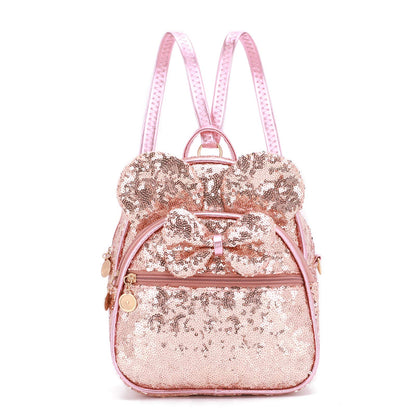 KL928 Girls Mini Backpack Bowknot Polka Dot Cute Daypacks Convertible Shoulder Bag Purse for Women (Brown) (Sequin Fluorescent Pink)