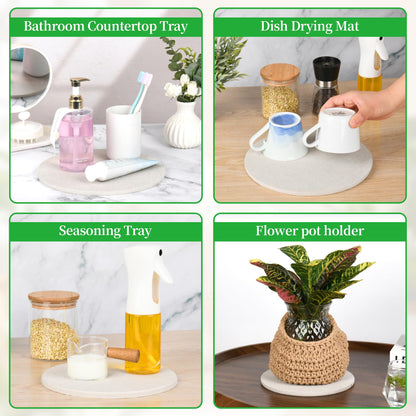 FMTYAOIU 2 PCS Plant Saucer Flower Pot Saucers, Absorbent and Quick-Drying Plant Coasters, Diatomaceous Earth Round Plant Drip Trays for Keeping Counter and Floors Dry and Clean,Gray (2PCS Medium 8")