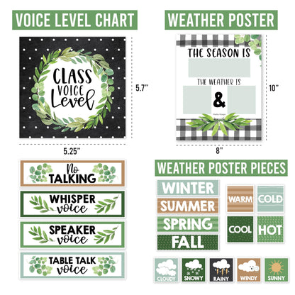 Hadley Designs Classroom Calendar Set Bulletin Board Decorations - Greenery School Calendar for Classroom Decor, Kindergarten Preschool Elementary Teacher Must Haves, Homeschool & Daycare Essentials
