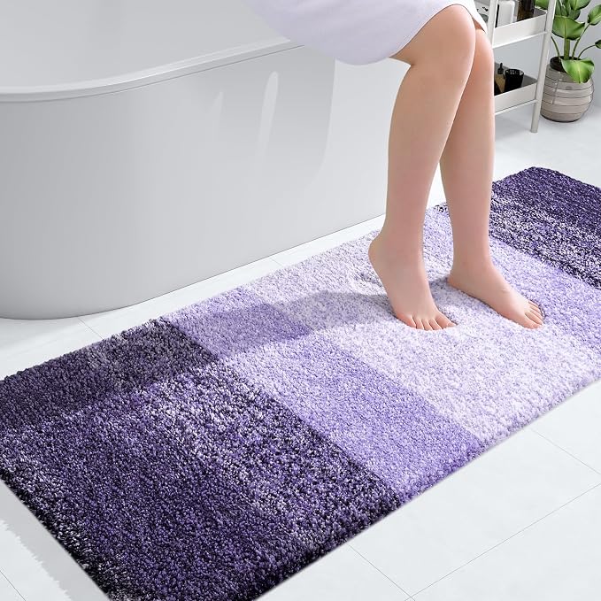 OLANLY Large Bathroom Rugs Mat 50x30, Extra Soft Absorbent Microfiber Bath Rugs, Rubber Backing, Quick Dry, Machine Washable Bath Mat for Bathroom Floor, Tub and Shower, Home Decor Accessories, Violet