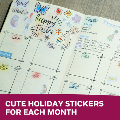 Seasons & Holidays Planner Stickers Value Pack - 16 Sheets, Cute Custom Scrapbook & Planner Stickers, Fun Supplies for Bullet Dotted Journals, Christmas, Easter, Halloween, Birthdays by Sunny Streak