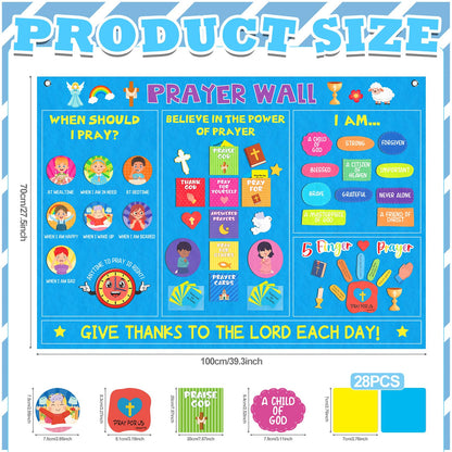 Cinrobiye Christian Prayer Wall Felt Board Set Bible Prayer Bulletin Board with DIY Story Cards Religious Felt Activities for Sunday School VBS Church Classroom Home Prayer Christian Decorations