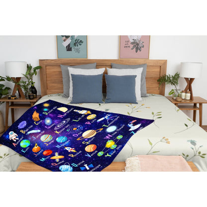 ARTBLANKET Space Alphabet Throw Blanket Fannel Fleece Super Soft Funny Blanket Travel Throw Blanket for Bed Couch Sofa 40 x 30 Inch for Baby