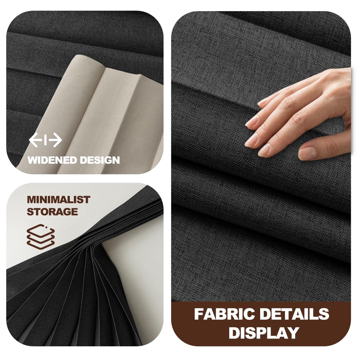JILRON Accordion-Style Room Divider with Ceiling Track - Foldable Partition Curtain, Easy Installation(Black 100" W x 84" L-Pack of 1)