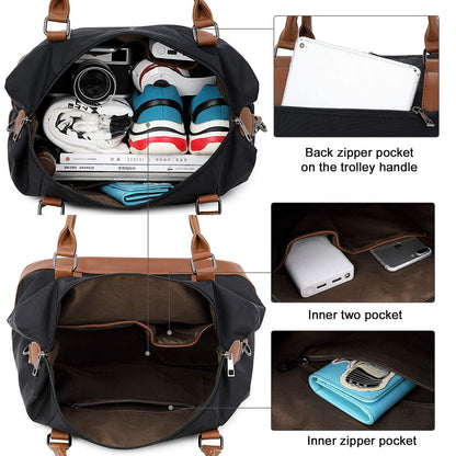 CAMTOP Women Ladies Weekender Travel Bag Canvas Overnight Carry-on Duffel Tote Luggage