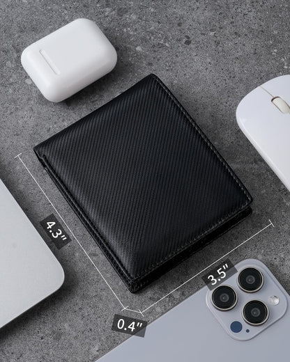 Serovi Mens Genuine Leather Bifold RFID Blocking Wallet with 14 Card Slots, ID Window & 2 Cash Pocket - Includes Gift Box