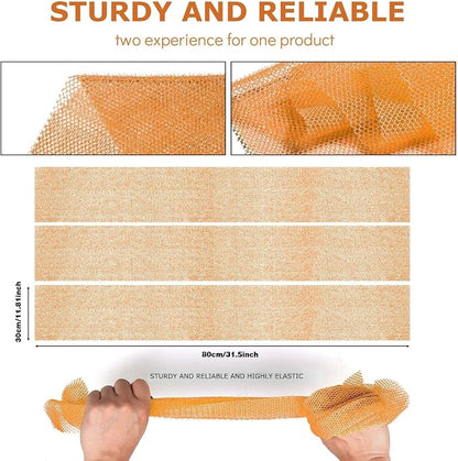 UJFQBH 3 Pieces African Bath Sponge African Net Long Net Bath Sponge Exfoliating Shower Body Scrubber Back Scrubber Skin Smoother,Great for Daily Use (Yellow,Yellow,Yellow)