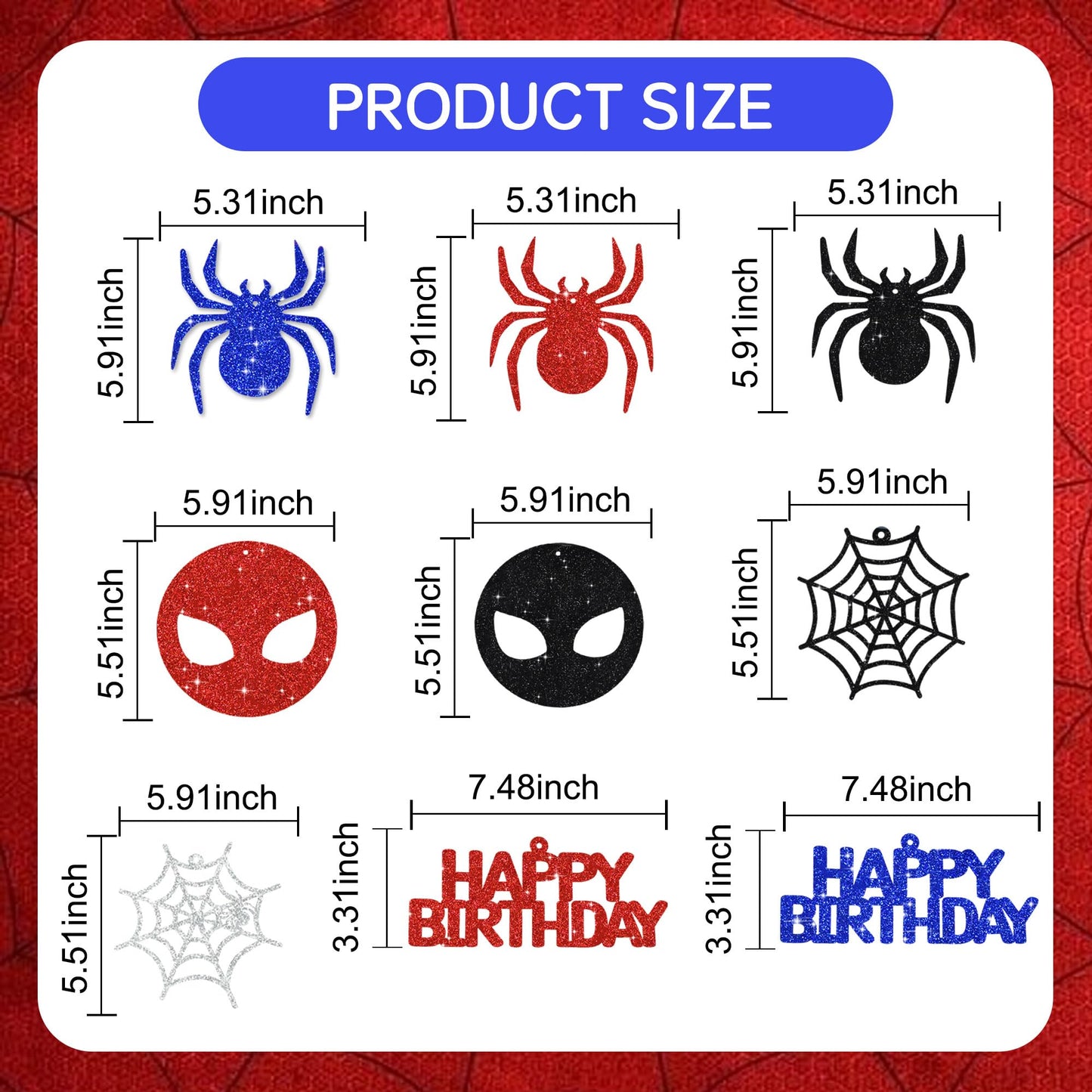 BEISHIDA Spider Birthday Hanging Swirl Decorations Pre-Strung Hero Theme Party Decorations Kids Spider Birthday Baby Shower Decor Supplies