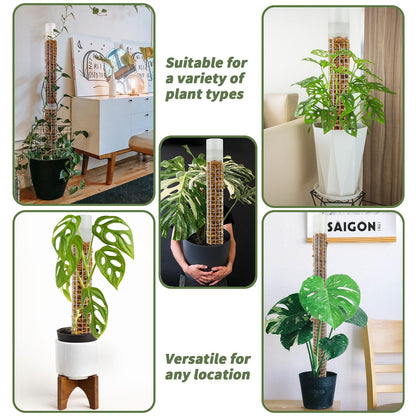 Jegu Self-Watering Moss Pole for Monstera Plant Support, 18.8 Inch Stackable Plastic Moss Pole for Climbing Plants. (4PACK-Large)