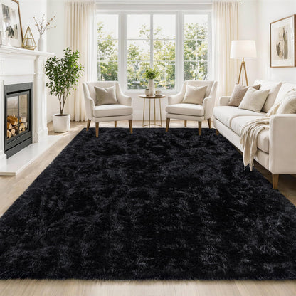 Tosuoka 5x7 Area Rugs for Living Room Bedroom, Ultra Soft Fluffy Rug Shag Thick Black Rug, Non-Slip Non-Shedding High Pile Plush Fuzzy Rugs Carpet for Nursery Kids Room Dorm