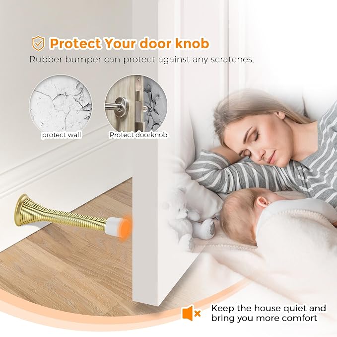 Ravinte Door Stoppers, 48 Pack Gold Spring Door Stops with Rubber Bumper, Door Stoppers for Bottom of Door