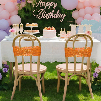 Poise3EHome Orange Sequin Chair Sashes 50 Pack,Folding Chair Cover Bands for Halloween Wedding Party Ceremony Banquet Decorations
