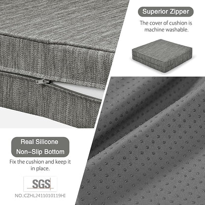 baibu Gel Memory Foam Recliner Cushions with Lumbar Support Pillow for Elderly, 20x20x5 Inch Thick Dual-Layer Patent Design Non-Slip Seat Cushion for Recliner Chair for Reduce Hip & Lumbar Pain, Grey
