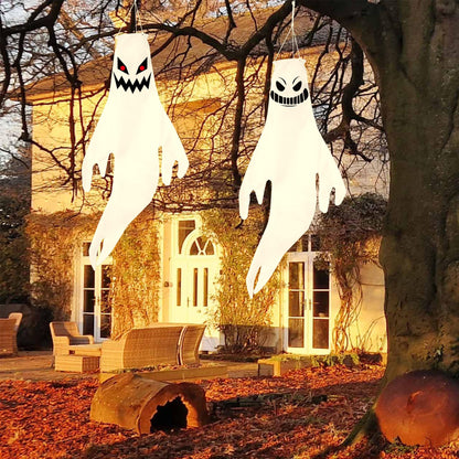 Geefuun 2PCS Halloween Fierce Ghost Windsocks Hanging Decorations - 43 Inch Flag Wind Socks for Home Yard Outdoor Decor Party Supplies