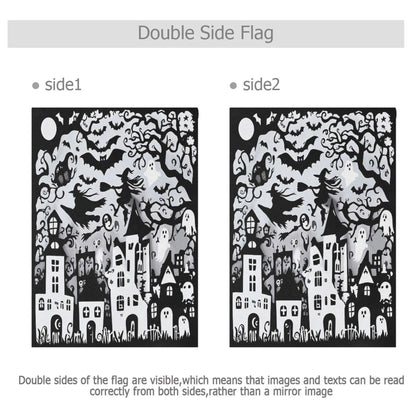 Halloween Witch Black House Flag 28x40 Inch Double Sided Outside Spooky Ghost Boo Bat Seasonal Yard Outdoor Flag Banner for Garden Lawn Patio Holiday Decorations