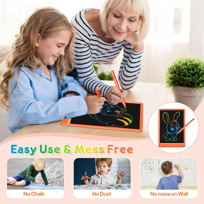 FLUESTON LCD Writing Tablet, Doodle Board Toys Gifts for 3-8 Year Old Girls Boys, 10 Inch Colorful Electronic Board Drawing Pad for Kids, Christmas Birthday Gifts for Toddler Learning Travel