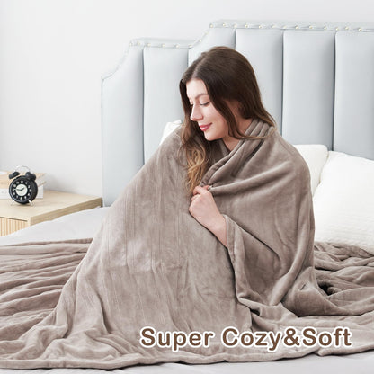 Electric Heated Blanket Full Size 72"x84", Cozy Large Oversized, 5 Heating Levels & 10 Hours Auto Off, Cozy for Bed, Sofa, & Office, Machine Washable, Purple