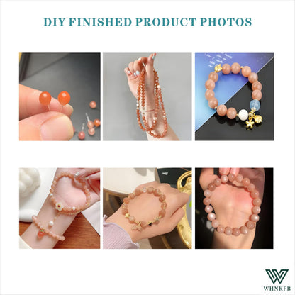 WHNKFB 8mm 50PCS Natural Peach Moonstone Round Beads, Smooth Polished Loose Gemstone Beads for Jewelry Making Craft - 4mm 6mm 8mm 10mm Options with Free Elastic Cord