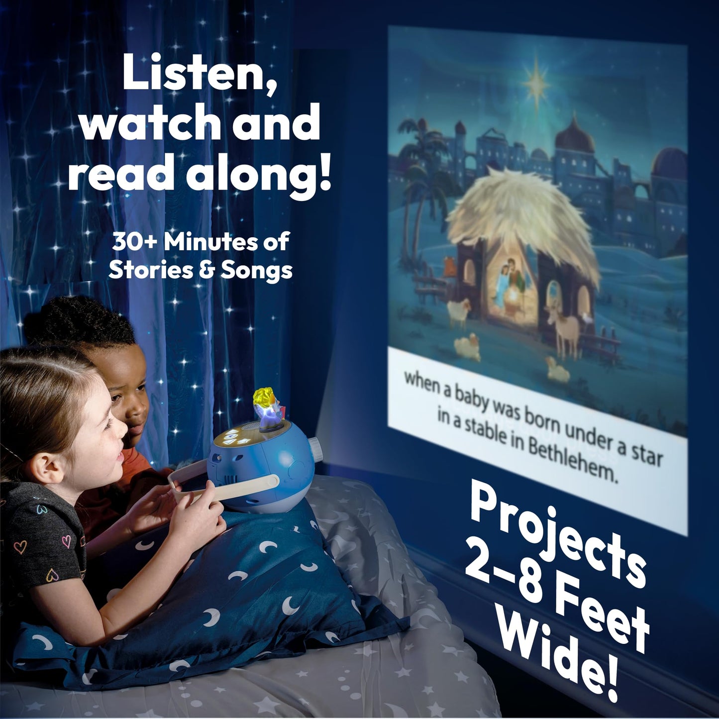 Luna StoryTime Kids Book Projector – 6 Bible & 5 Classic Read-Aloud Stories, 10 Songs & Night Light & Soothing Dream Music | Children Ages 3+ Storytime Projector for Kids & Toddler | Toys, Owl & Angel