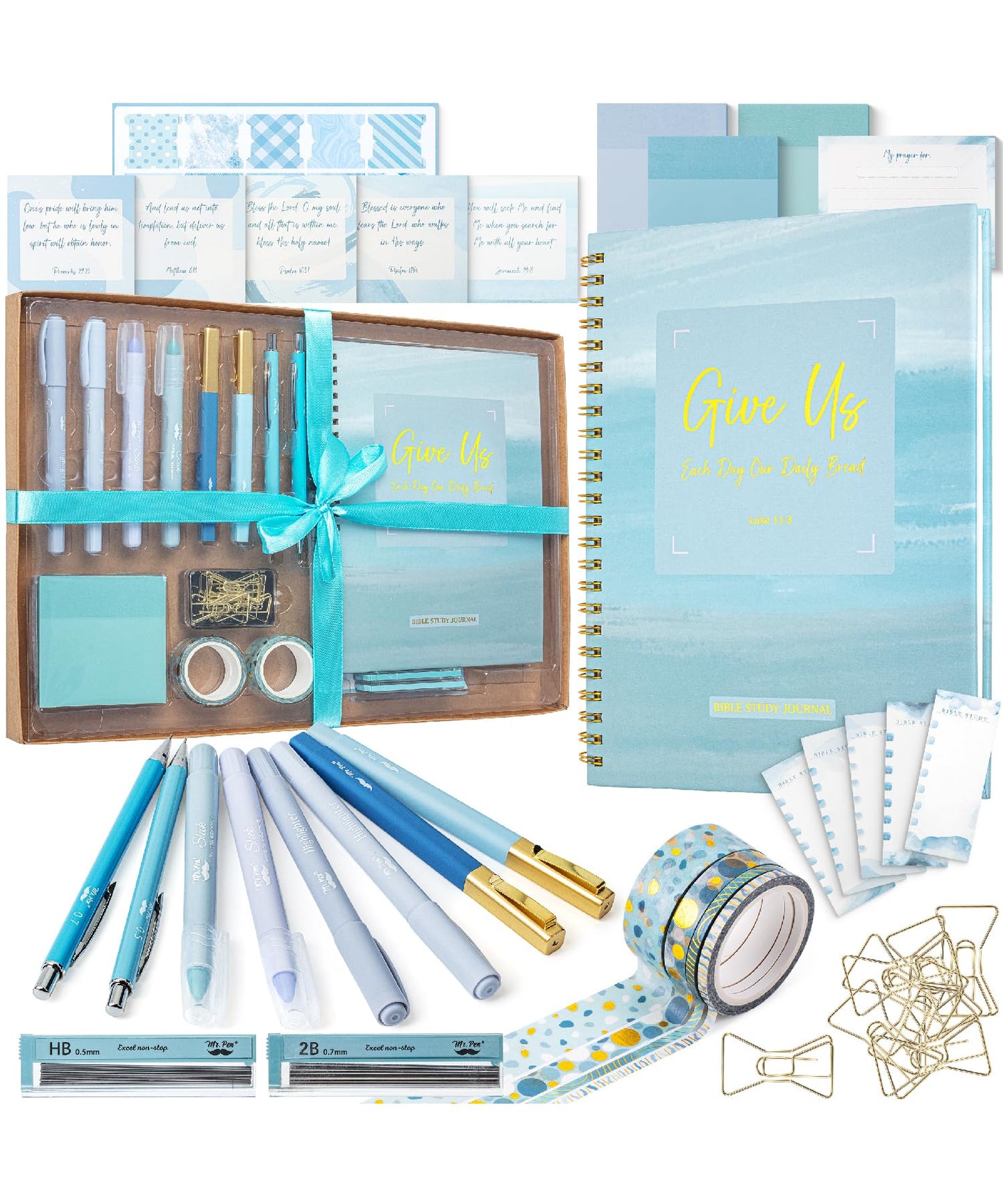 Mr. Pen- Bible Journaling Kit for Women, Bible Highlighters and Pens No Bleed, Notes, Tabs, Washi Tape & Journal for Devotions, Prayer & Christian Gifts