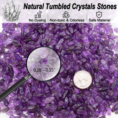EZEELAI 0.5 Lb/230g Amethyst Quartz Crystal Chips Bulk, Purple Crushed Stones Natural Gemstones Healing Reiki Crystals Mini Quartz Vase Filler Aquarium Gravel Rocks, 5-7mm