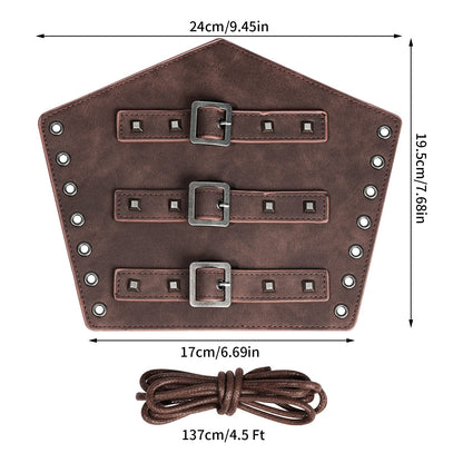 Pistha 1 Pair Unisex Medieval Leather Arm Gauntlet Wristband Buckle Bracers Halloween Cosplay Costume Accessory for Theme Activities